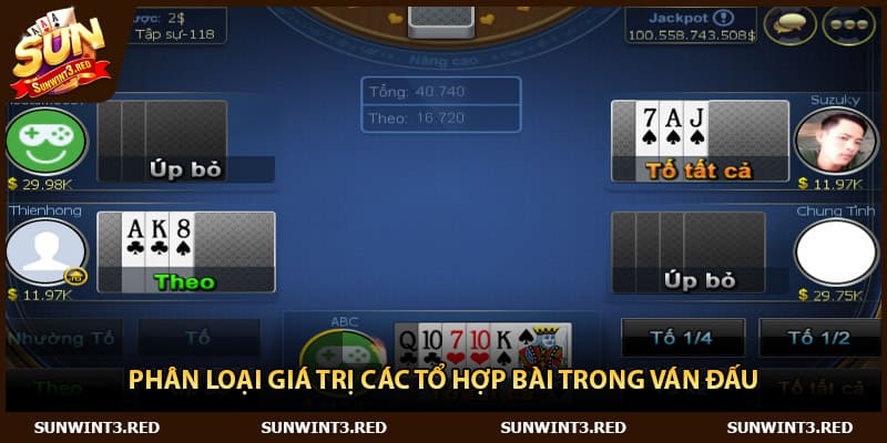Phân loại giá trị các tổ hợp bài trong ván đấu